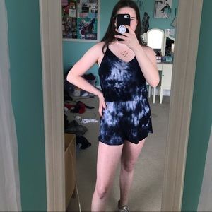 Brandy Melville Blue Tie Dye Romper